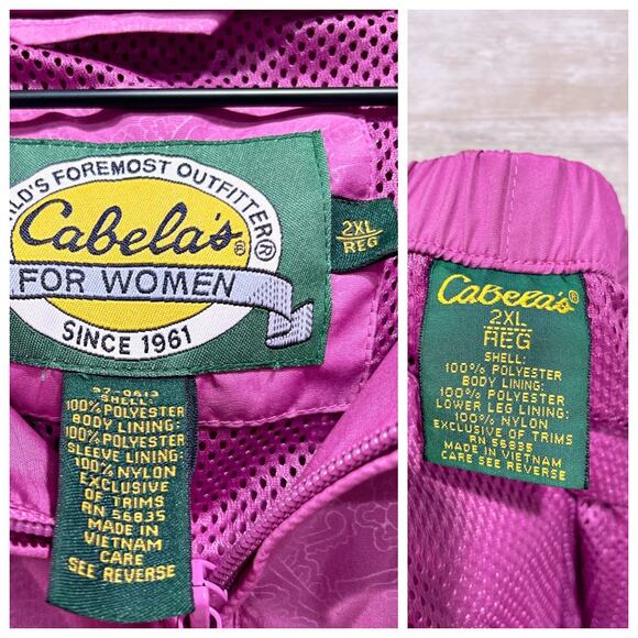 Cabelas Windbreaker Tracksuit Jacket Pants Pink Mesh Lined Womens Plus Size 2XL - Picture 11 of 11